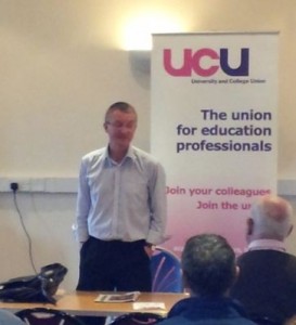 Dave O'Toole, new Organiser at the UCU Exeter office